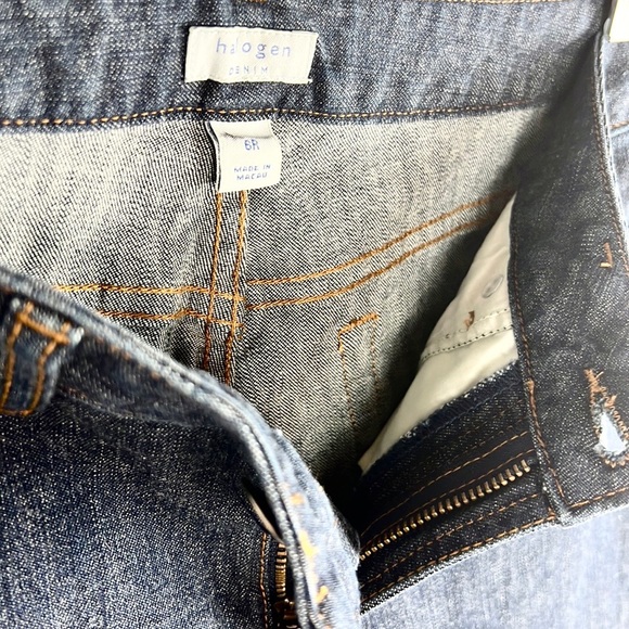 HALOGEN | 👖 Dark Blue Thick Low-Rise Wide Bootcut Denim Jeans - Picture 8 of 9